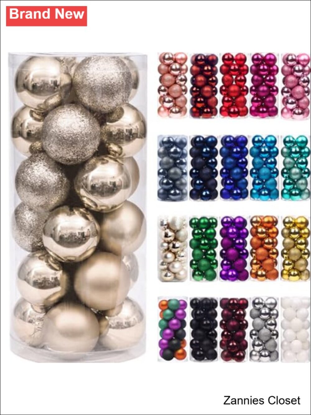 🎄 24 Count Mini Christmas Ball Ornaments Shatterproof Plastic Hanging Decor